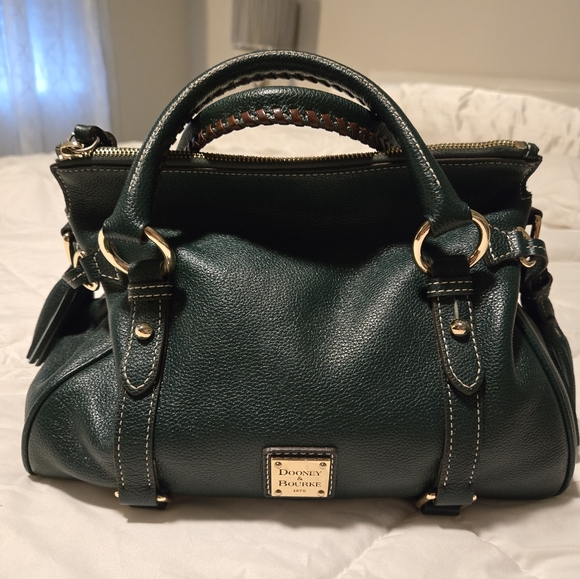 Dooney & Bourke Army Green Pebble Leather Satchel - Picture 2 of 11